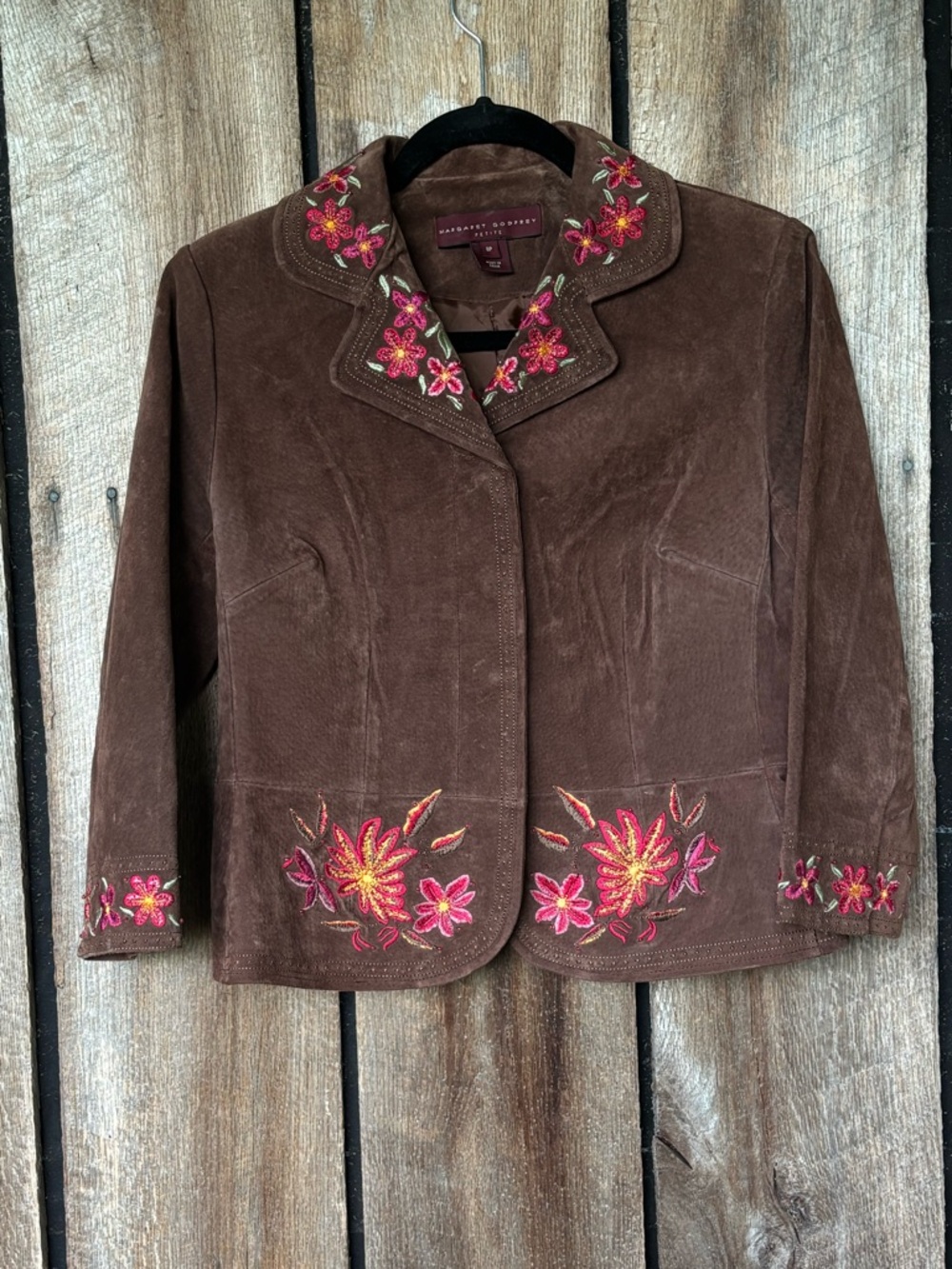 MargaretGodfrey Petite 8P Brown 
Suede Leather Jacket Embroidered BohoWestern